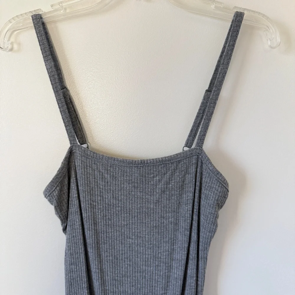 Heather Gray Ribbed Cami Tank Bodysuit - Picture 5 of 8